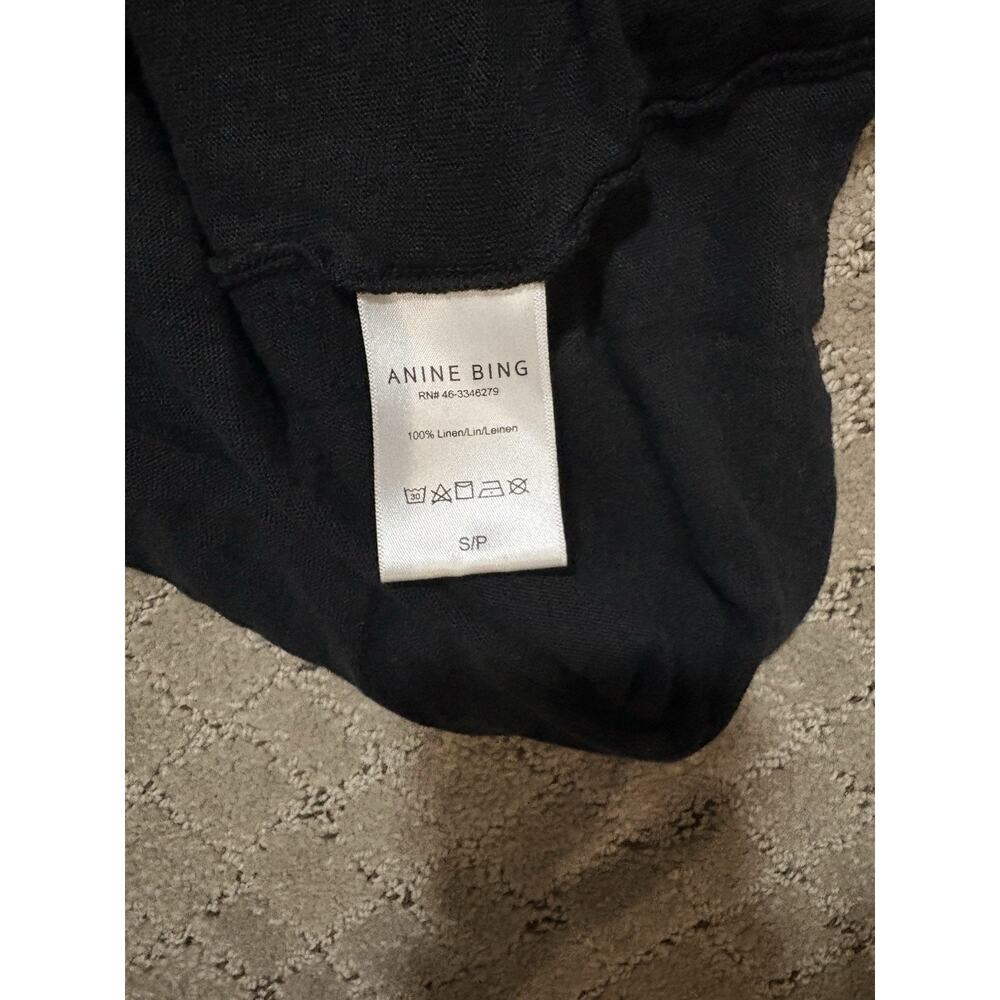 Anine Bing Black Womens Tee T-Shirt size Small 100% linen - Picture 4 of 5